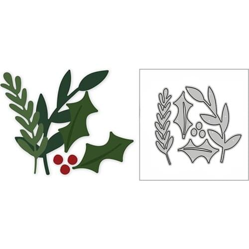 New Holly Leaf Berry Mistletoe 2020 Metal Cutting Dies for DIY Scrapbooking and Card Making Decorative Embossing Craft No Stamps