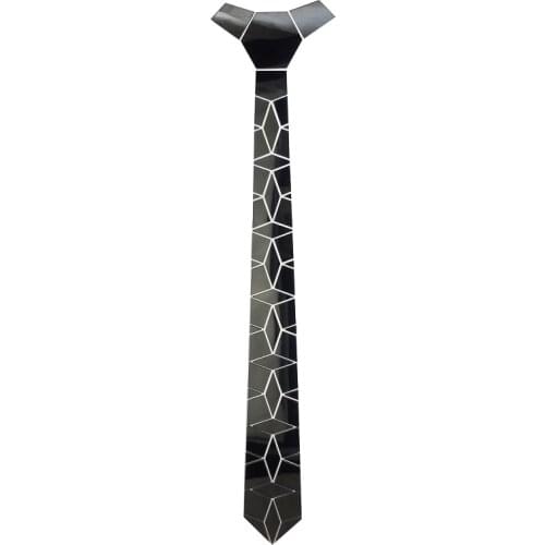 New Arrival Titanium Black Slim Fashion Tie Halloween Christmas Costume Dress Acrylic Necktie Geometric Acrylic Necktie Fashion