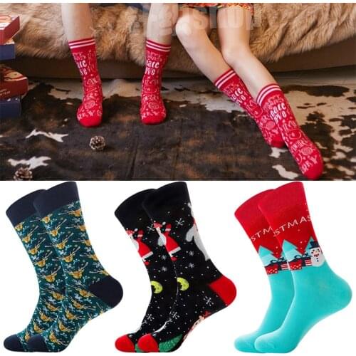 Spring and Autumn New Trend Mens Socks Santa Claus Elk Mens Tube Socks Fashion Cotton Socks