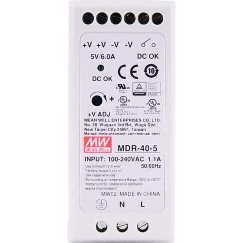 Original Mean Well MDR-40-5 DC 5V 6A 30W meanwell Single Output Industrial DIN Rail Power Supply