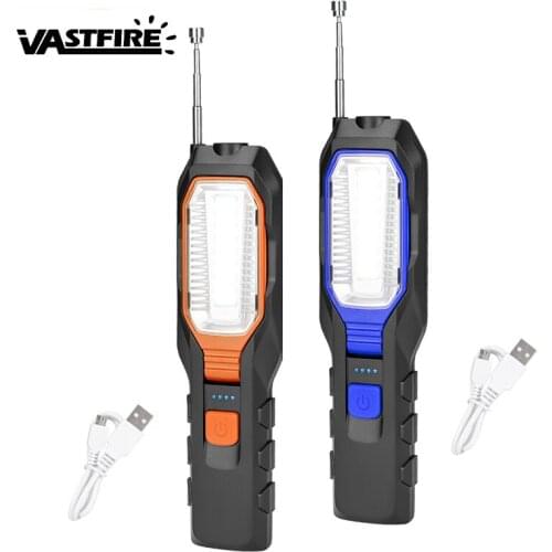 Inspection Flashlight COB LED Portable Lantern Rotatable Antenna Work Light Magnet Movable Lamp with USB Cable Built-in battery