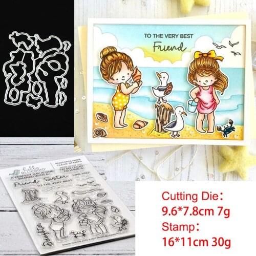 Beach Girl Metal Cutting Dies Stencils Cear Stamp for DIY Scrapbooking photo album Decorative Embossing DIY Paper Card