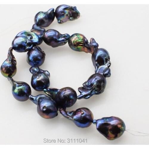 Freshwater pearl BLACK REBORN KESHI DROP BAROQUE 18-28MM 15" FPPJ wholesale beads nature loose beads for DIY jewelry