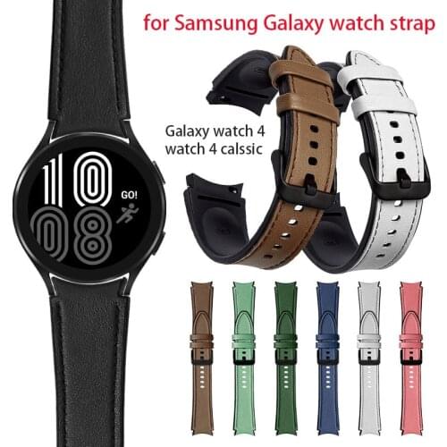 New Band for Samsung Watch 4 44mm Leather Strap for Samsung Watch 4 Calssic 42mm 46mm 40mm Bracelet Sport Wristband Accessories