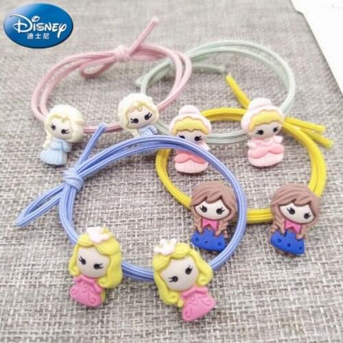 Disney Cartoon Frozen Mermaid Princess Elsa anna Hair Ring High Elastic leather Band tied hair rope daughter toy accessories