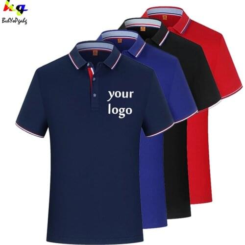 Custom Logo Short Sleeve Polo Shirt High Quality Printing Picture Text Casual Mens and Womens Top