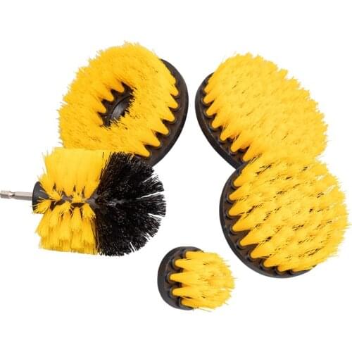 3Pcs/Set Electric Scrubber Brush Drill Brush Kit Plastic Round Cleaning Brush For Car Tires Carpet Glass Nylon Brushes 2/3.5/4