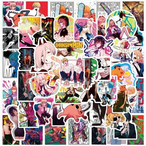 10/50PCS Chainsaw Man Anime Stickers Cool Graffiti Decal DIY Skateboard Suitcase Guitar Luggage Laptop Waterproof Sticker Decals
