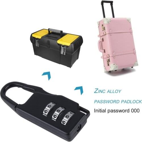 3 Wheels Security Code Lock Zinc Alloy Luggage Private Jewelry Boxes Tool Chests Suitcase Lock Padlock Travel Security Code Lock