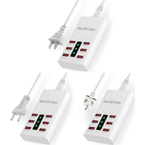 30w 6-Port Usb Charger Hub Splitter Adapter Smart Universal Mobile Phone Desktop Wall Multi-Usb Charging Station Docking Station