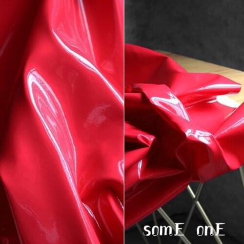 Mirror Shiny Patent Leather Red Waterproof DIY Patches Cosplay Decor Props Bags Stage Coat Dress Designer Leather Fabric