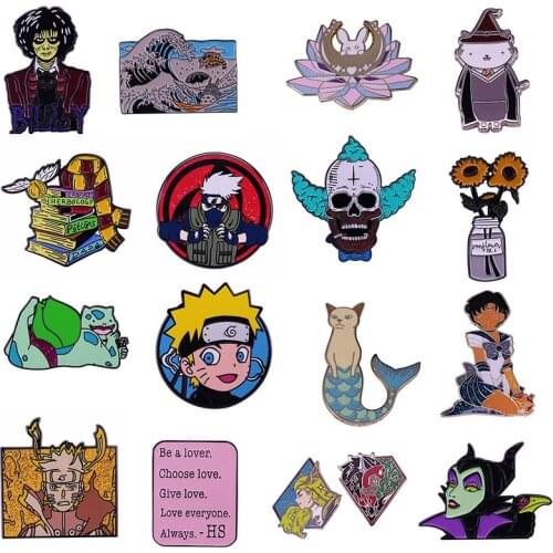Sea Wave Hard Enamel Pins Collect Funny Plant Flowers Metal Cartoon Brooch Anime Movies TV Figure Lapel Badges Fashion Jewelry