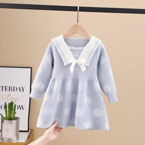 Girls Long Sleeve Winter Dress Fashion Baby Clothing Knitted Sweater Dress Warm Children Winter Dress Clothes