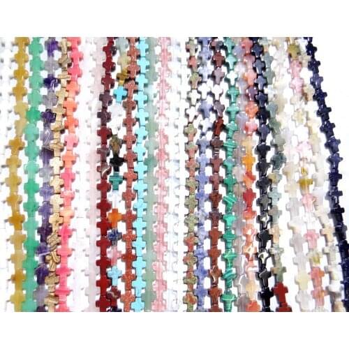 12*16mm Natural stone Turquoises Quartz crystal tiger eye Cross beads pendant for Diy Jewelry Making Necklace Accessories25pcs