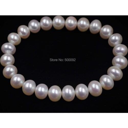 AAA high quality 8.5-9mm white genuine pearl bracelet elastic style