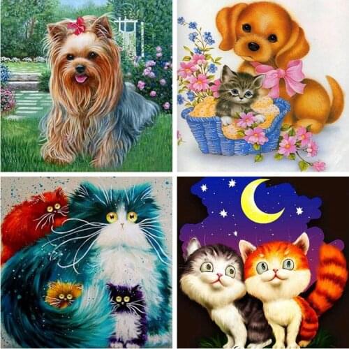 DIY 5D Diamond Painting Animal Resin Diamond mosaic Embroidery drill Needlework Cat Dog Cross Stitch home decoration painting