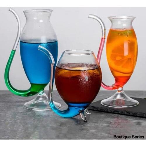 Red Wine Whisky Glass Heat Resistant Sucking Juice Drinking Straw Glass Creative Wine Glass Quality Glass Wine Glass Wish Straw