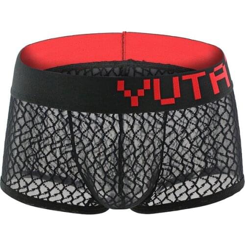 Underwear Men Boxers Mesh Breathable Perspective Boxer Shorts Summer Cool Sexy Net Transparent Men Underwear Boxershorts