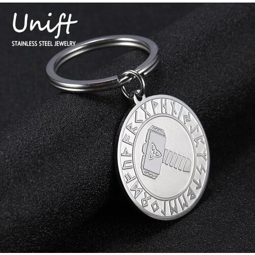 Unift Retro Rune Thors Hammer Keychain Irish Celtic Knot Viking Stainless Steel Rune Keychain Friends Party Gift