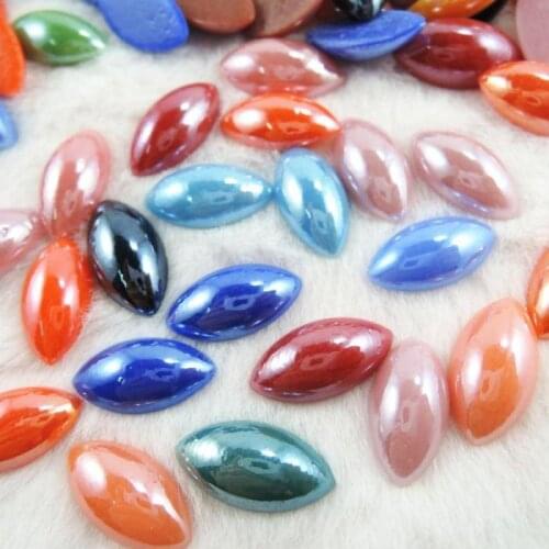 Mixed Colors 9*18mm 30pcs Shiny Glass Half Flat Back Cabochons Beads Diy Jewelry Home Decoration Craft Scrapbooking HA-21