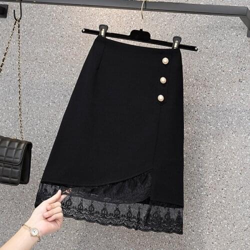Black Lace Mini Plus Size Oversized 5Xl Large Korean Fashion High-Waisted Vintage Summer WomenS Clothing Skirt Vetement 2021
