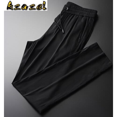 Azazel Black Mens Pants Luxury Solid Color Elastic Waist Male Pants High Quality Slim Fit Casual Summer Male Pants Plus Size 4xl