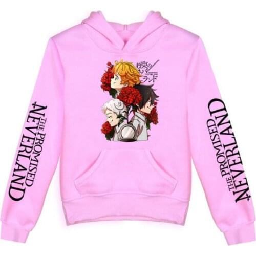 Anime The Promised Neverland Kids Hoodies for Boys Girls Teen Harajuku Pullover Hooded Sweatshirt Children Clothes Streetwear
