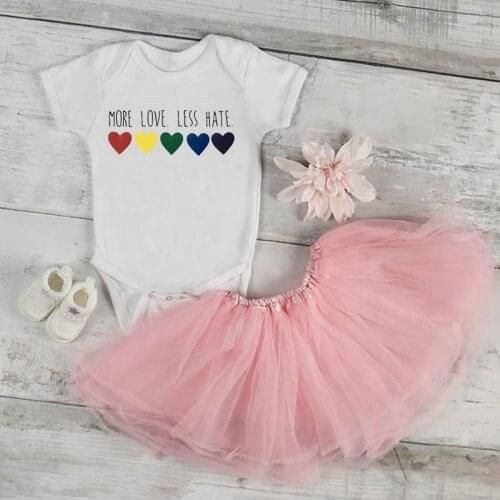 DERMSPE Summer White Newborn Infant Baby Boys Girls Short Sleeve Print More Love Less Hate Jumpsuit Baby Clothes White