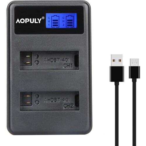 AHDBT-401 AHDBT 401 AHDBT401 LCD Screen USB Dual Battery Charger with Cable for GoPro HERO4 AHDBT-401 Displays Charging Capacity