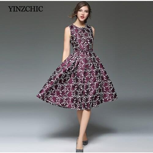 Elegant Woman Autumn Jacquard Dress Sleeveless Floral Mid Dress Woman A-Line Winter Vest Dresses Women Quality Party Dress Woman