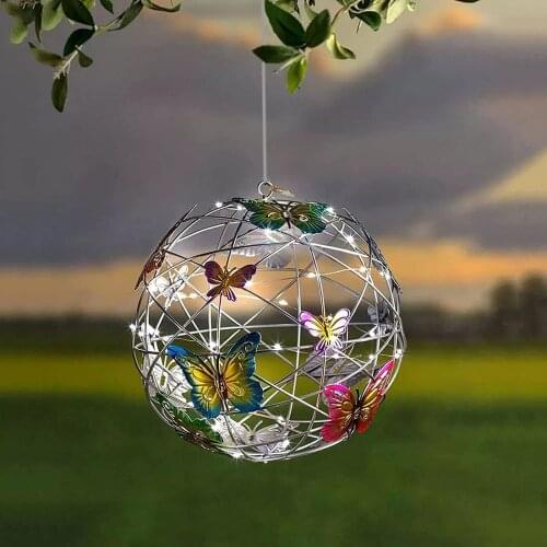 Solar Lights ing Lantern, Solar Power Mesh Iron ing Ball Lights White Lights LED Garden Light Lantern Decoration