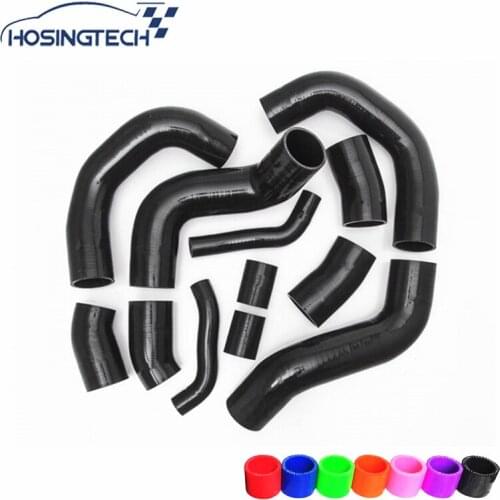 HOSINGTECH-12pcs color options intercooler turbo silicone turbo kit for Nissan Skyline GT-R R35 09-17 BLACK