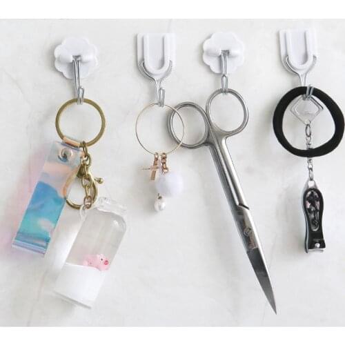 10 pcs Strong Self Adhesive Hook Stainless Steel Bathroom Plastic 180 Degree Rotating Stick on Hooks Heavy Frame Strong Nail