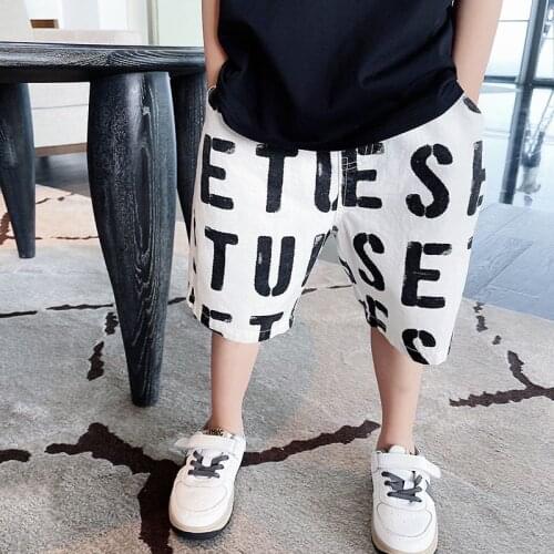 Boy Bottoms Summer New Children Clothes Kids Fashion Letter Printing Casual Shorts Baby Boy Cropped Pants