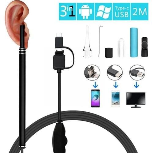 Mini Clean Ear Endoscope Camera For Smartphone Android Camera Borescope Otoscope Probe Endoscope Micro Mobile Usb Endoscopi P6j2