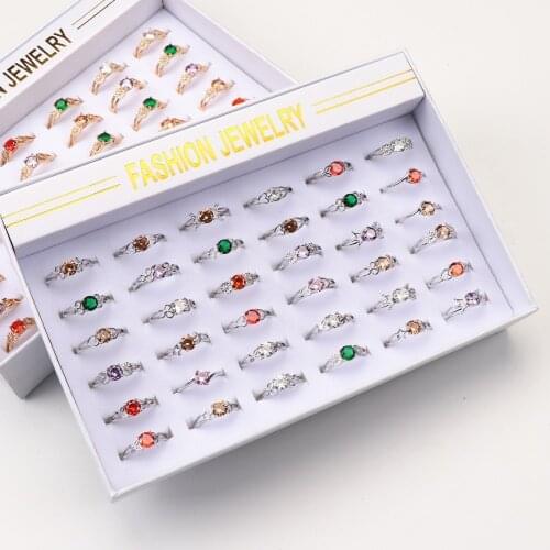 Fashion 5pcs /Lot Multicolor Zircon Metal Open Adjustable Wedding Jewelry Rings For Women