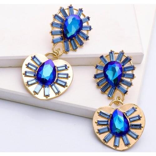 Fashion Metal Gold Plated Crystal Long Drop Earrings Boho Geometric Jewelry Accessories For Women Wholesale