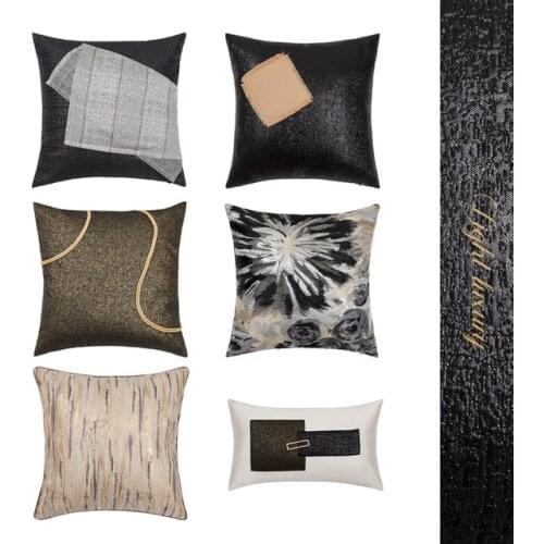 Morden luxury black cushion cover soft decorative pillowcase lumbar pillow covers backrest home decor
