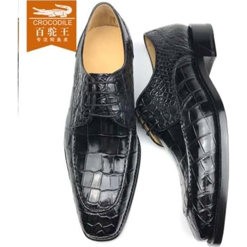 Chue new crocodile leather manual Brush color shoes men shoes fashion business Leisure men shoes