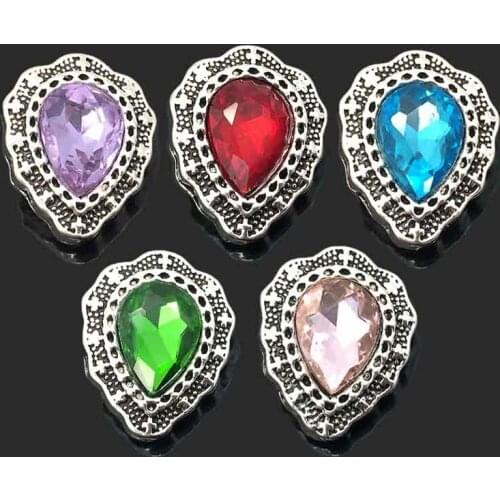 Wholesale metal Rhinestone Snap Buttons w237 flower Diy Jewelry fit 18mm Snap button Necklaces/Bracelets for women