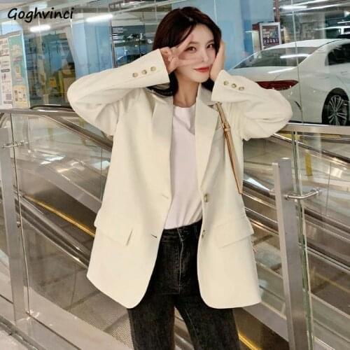 Blazers Women Long Sleeve Solid Trendy Chic Thickening Single-breasted Classic Elegant Womens Streetwear Ulzzang Leisure Cozy