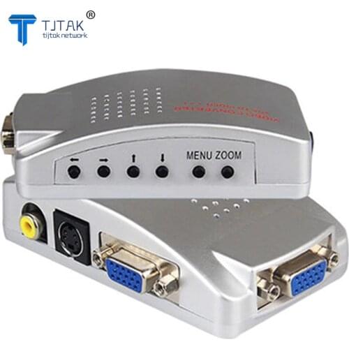 PC Converter Box VGA to TV AV RCA Signal Adapter Converter Video Switch Box Composite Supports NTSC PAL for Computer