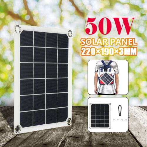 50W Solar Panel Portable Dual USB 5V 2A Battery Charger Solar Cell Outdoor Charger Solar Cells Cell Module Phone RV Car Boat