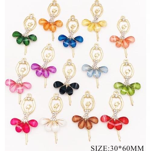 Charm 10pcs/lot 60*30MM Dancing Girl Resin Buttons for DIY Accessories Decorative Craft Sewing Clothes Alloy Button