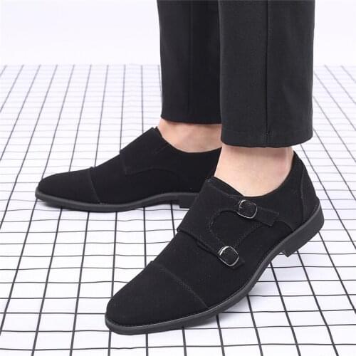Plus Size Dress Mens Business Shoes Suede Black Formal Shoes Classic Men Mocassin Loafer Men Fashion Party Wedding Shoe for Man