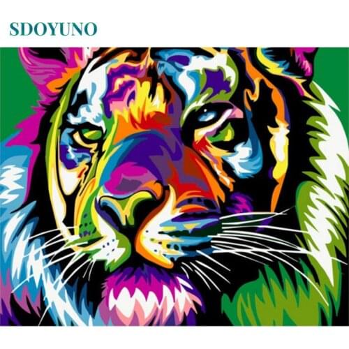 SDOYUNO Frameless 40x50cm Tiger Animal Painting By Numbers DIY For Unique Gift Paint By Numbers For Adults Wall Decor Wall Art
