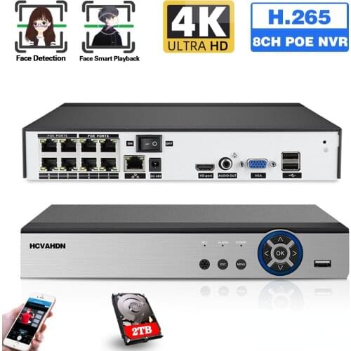 NVR 8CH CCTV Network Video Recorder 4K Support Onvif Ip Camera Video Surveillance Recorder 8MP Security Cameras Poe NVR Xmeye