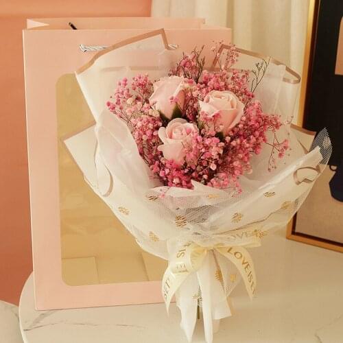 Gypsophila dry flower bouquet with light soap flower gift box for girlfriend Valentines Day gift birthday dry flower Gypsophila