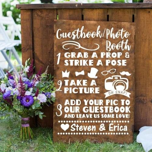 Custom Name Wedding Guestbook Photo Booth Sticker Decal Personalized Name Marriage Groom Bride Name Vinyl Decor