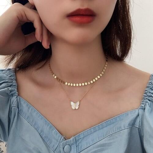 Silvology Sterling 925 Silver Shell Butterfly Disc Choker Minimalist Fashionable Short Necklace for Women Light Luxury Jewelry
